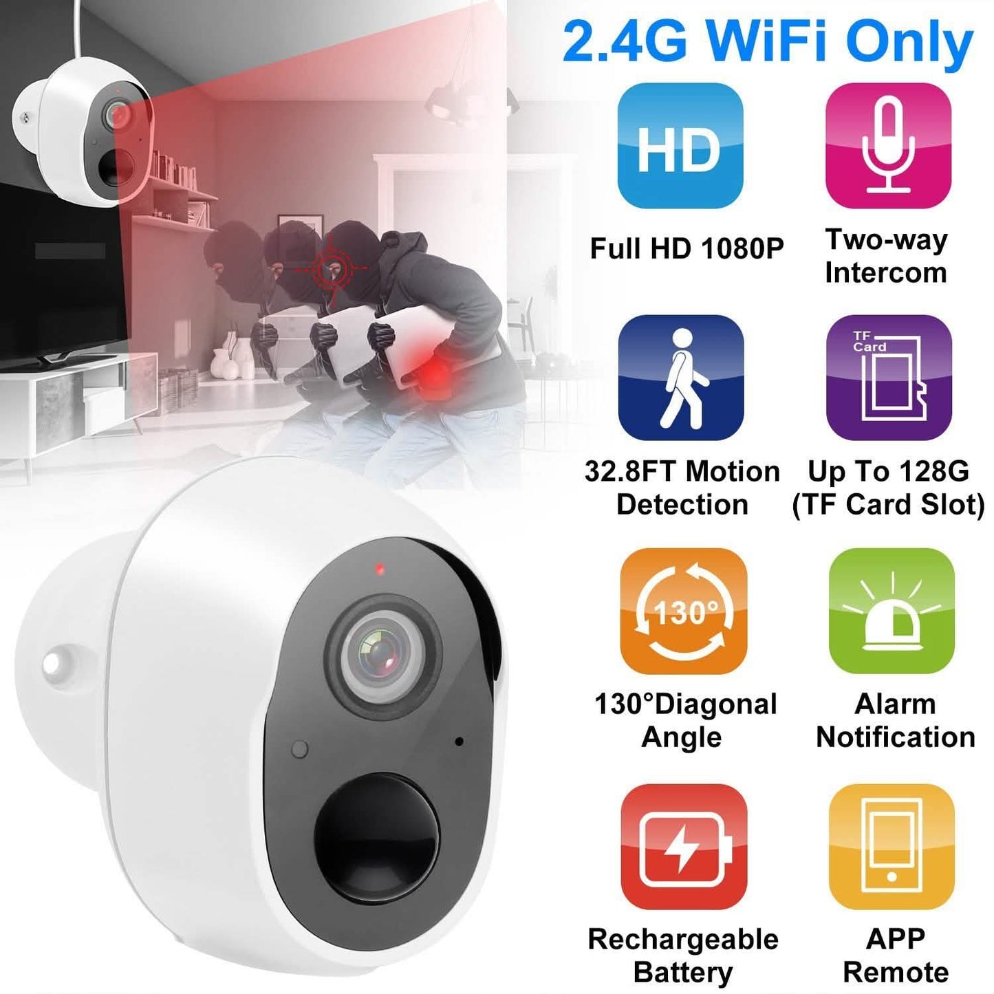 1080P FHD WiFi IP Two-Way Audio Security Surveillance Camera