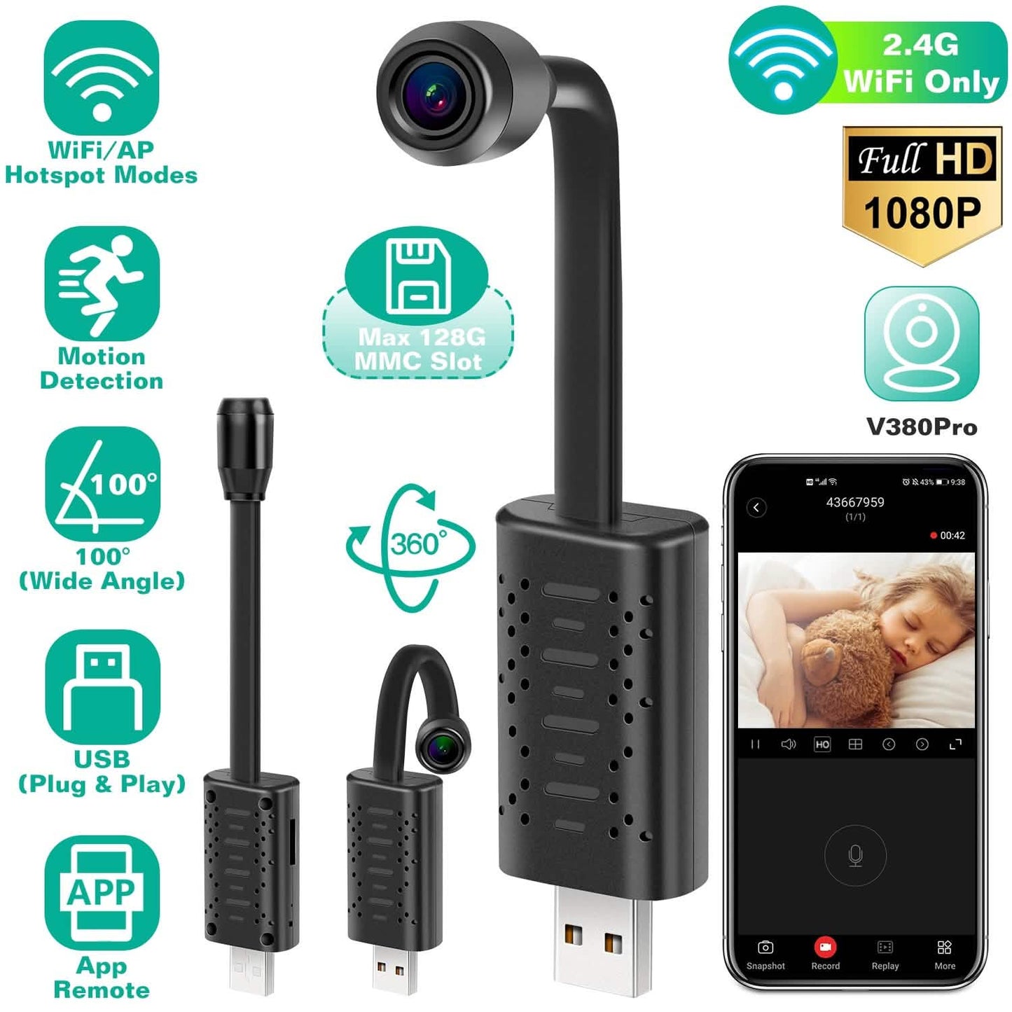 1080P HD Mini USB IP Camera Motion Detection