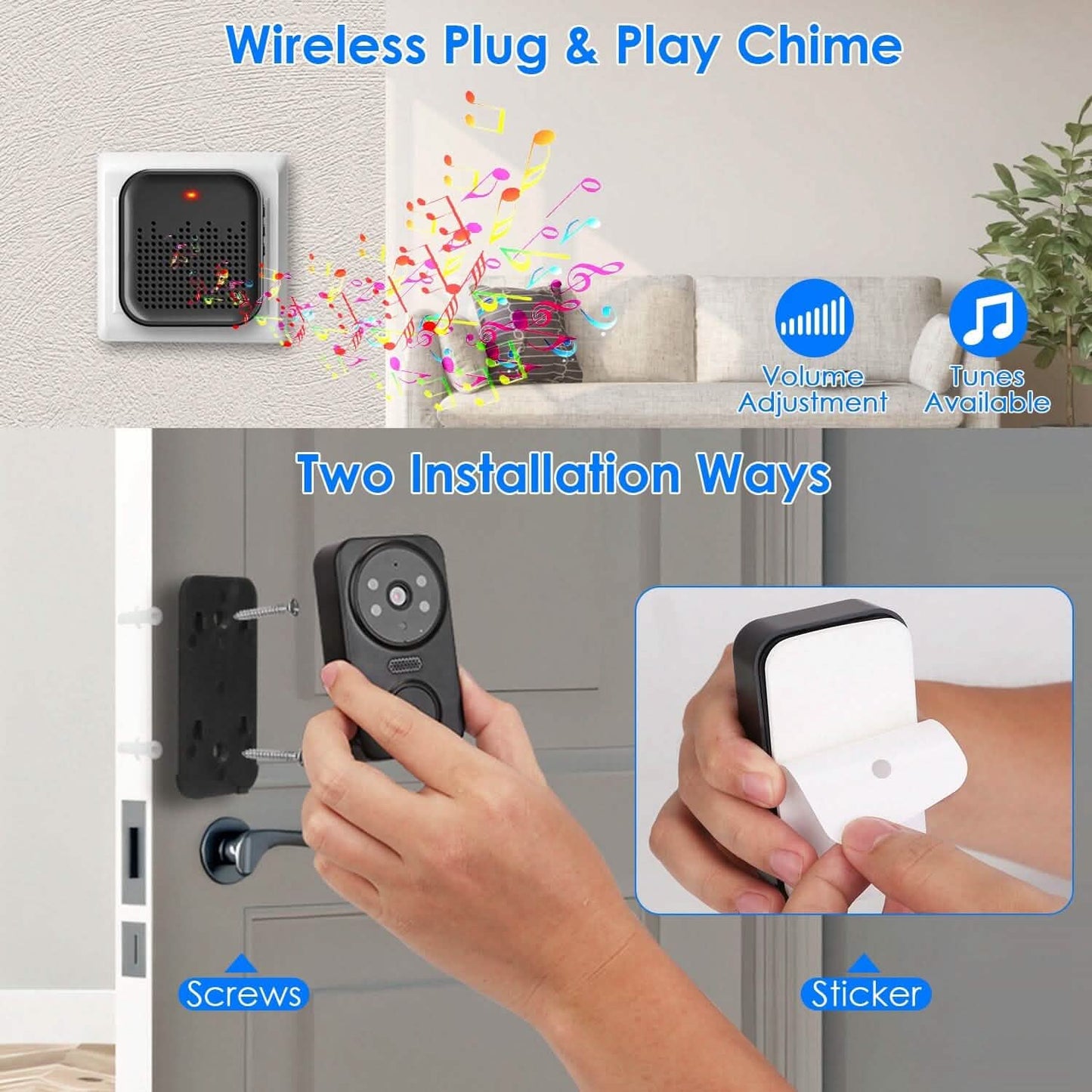 1080P WiFi Security Doorbell Camera 2-Way Audio Free Cloud Storage