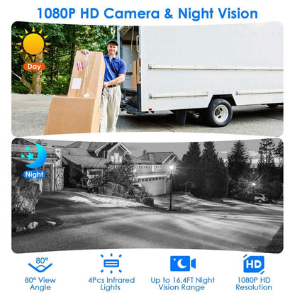 1080P WiFi Security Doorbell Camera 2-Way Audio Free Cloud Storage