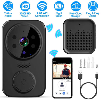 1080P WiFi Security Doorbell Camera 2-Way Audio Free Cloud Storage