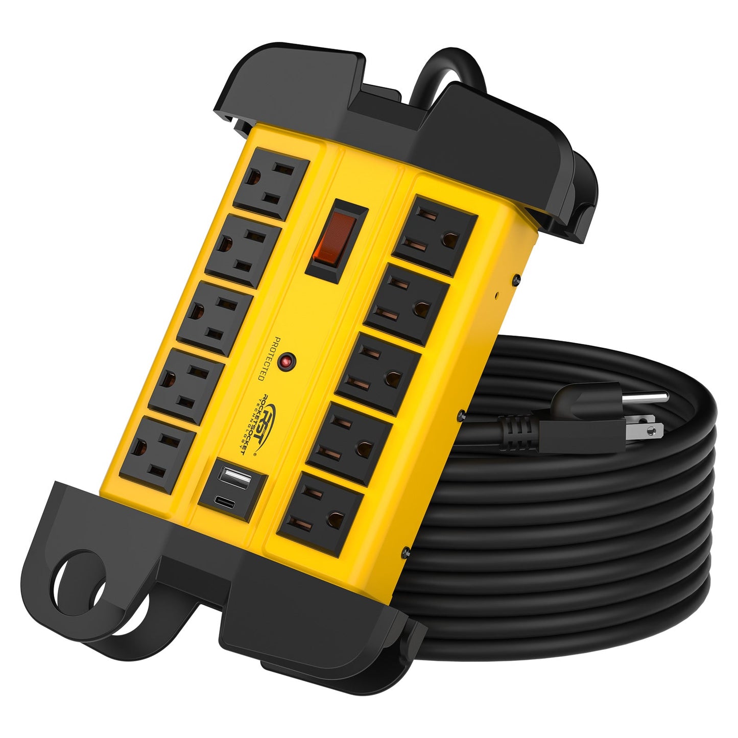 CRST 10-Outlet Heavy Duty Metal Power Strip | USB-C, 2800J Surge, ETL Listed