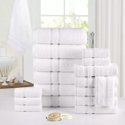 18-Piece: Bibb Home Zero Twist Egyptian Cotton Towel Set