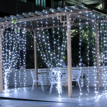 10Ft 300 LED Cool White Window Curtain String Light