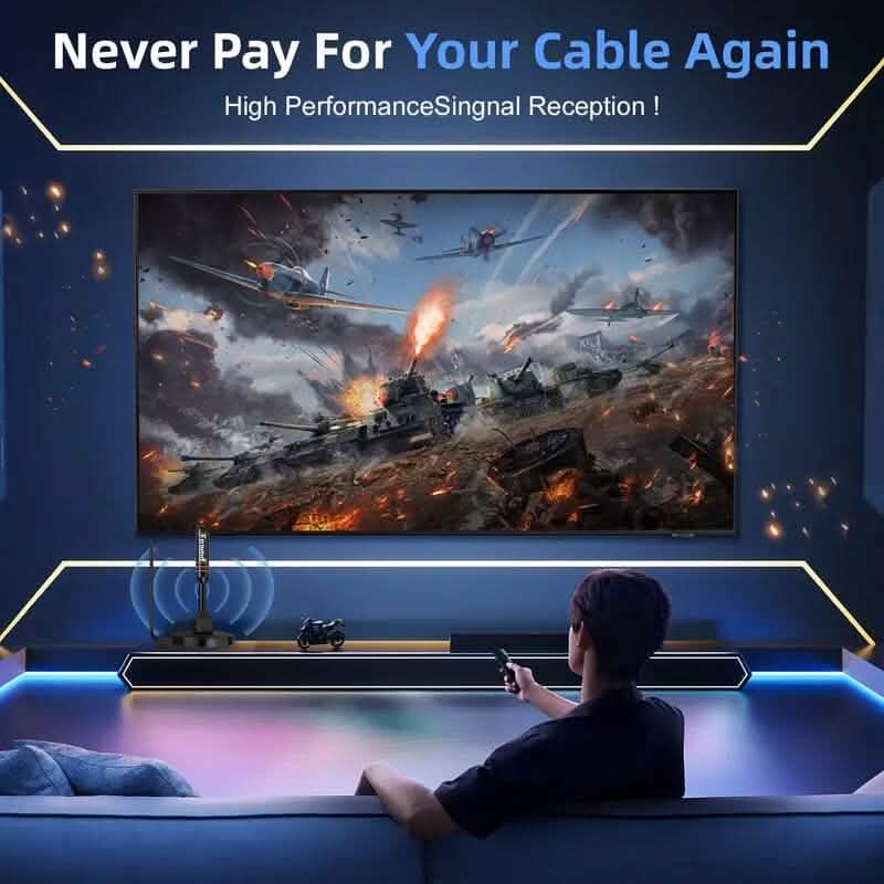 10ft Coax Cable HD Digital TV Antenna with Magnetic Base