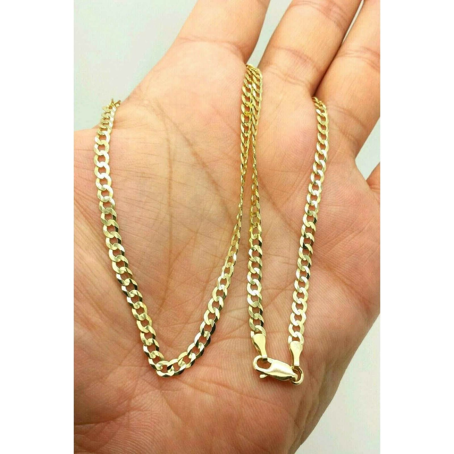 10K Genuine Solid Yellow Gold Cuban Necklace Chain