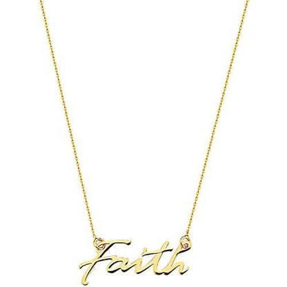 10K Gold Faith Necklace for Women Adjustable from 16" to 18"