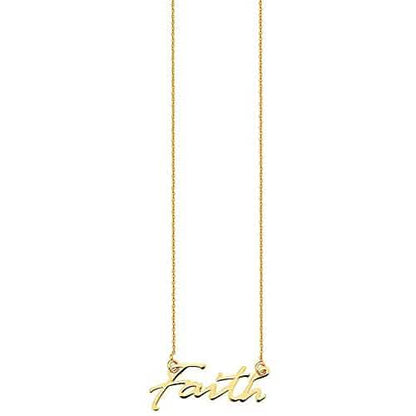 10K Gold Faith Necklace for Women Adjustable from 16" to 18"