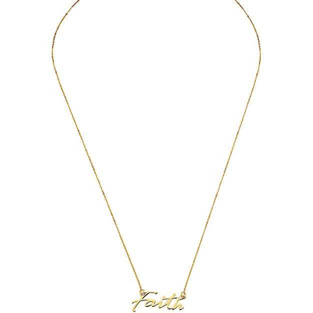 10K Gold Faith Necklace for Women Adjustable from 16" to 18"