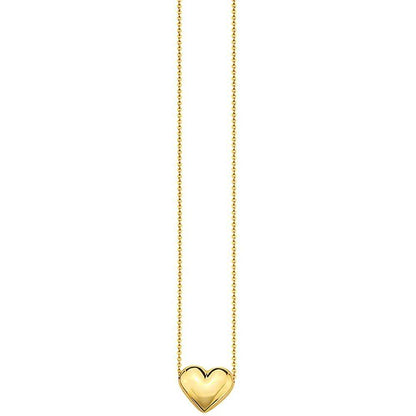 10K Gold Puffed Heart Necklace for Women Adjustable