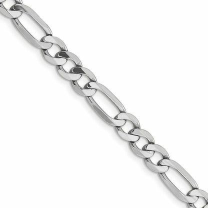 10K Solid White Gold Figaro Chain Necklace
