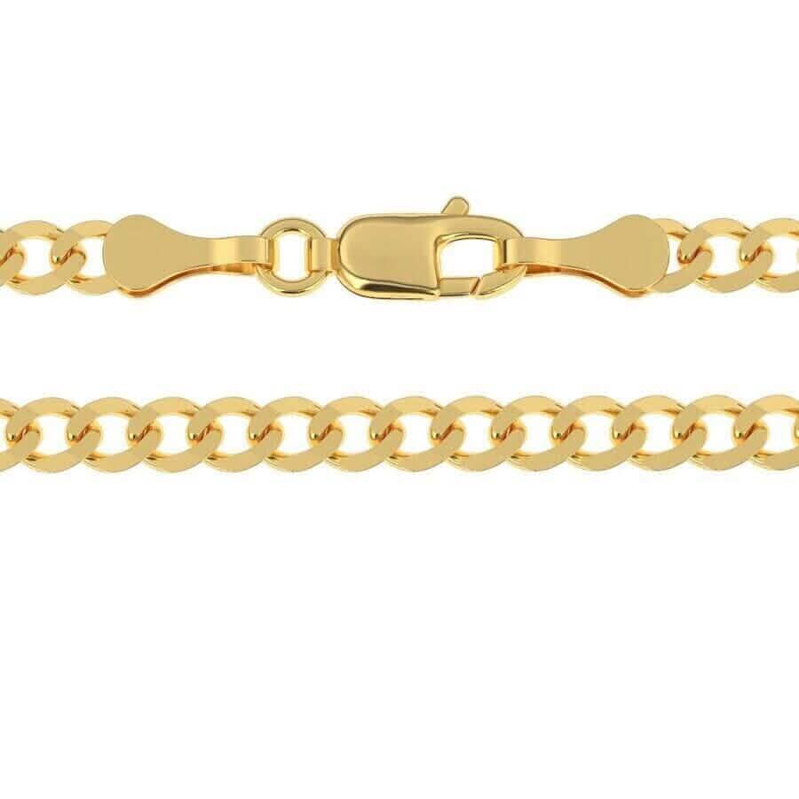10K Solid Yellow Gold 4mm Cuban Curb Chain Link Necklace Lobster Clasp