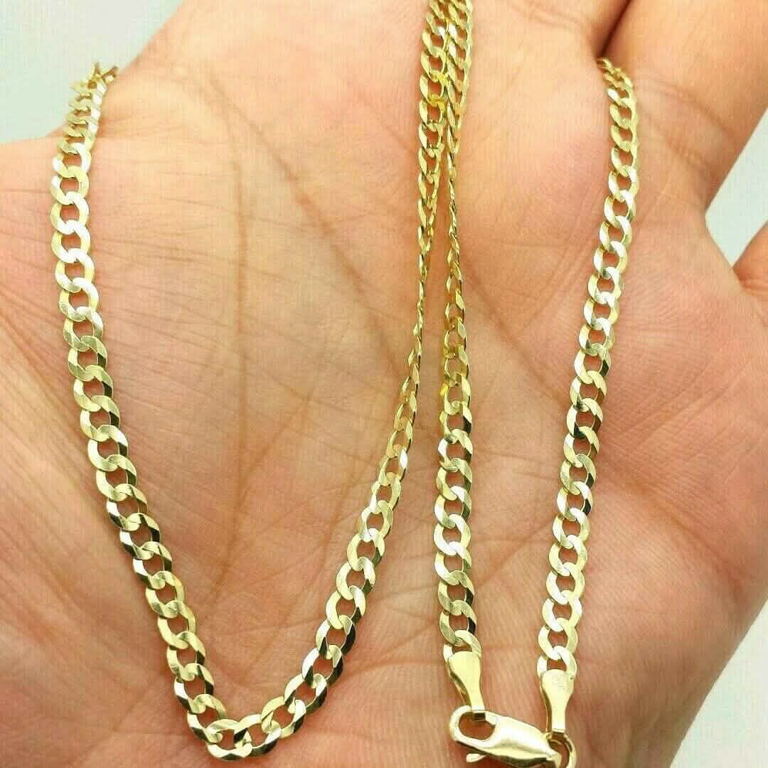 10K Solid Yellow Gold Cuban Chain 2.6mm Necklace