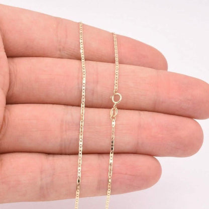 10K Solid Yellow Gold Mariner Anchor Link Chain Necklace