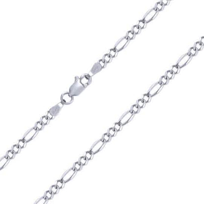 10K White Gold Men Women 2.5mm Solid Figaro Chain Pendant Necklace