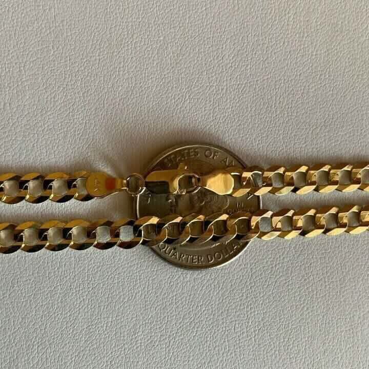 10k Yellow Gold 5MM Curb Chain Cuban Link Necklace 16"-30" Made In Italy