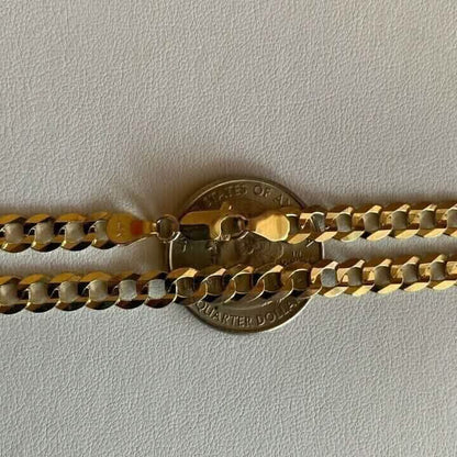 10k Yellow Gold 5MM Curb Chain Cuban Link Necklace 16"-30" Made In Italy
