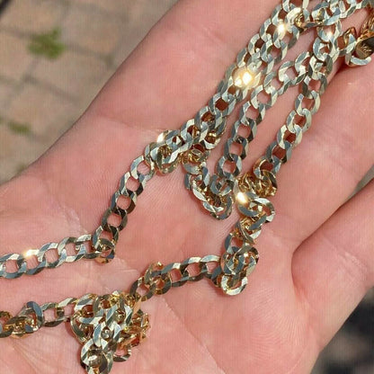 10k Yellow Gold 5MM Curb Chain Cuban Link Necklace 16"-30" Made In Italy