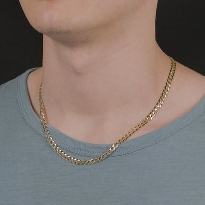 10k Yellow Gold 5MM Curb Chain Cuban Link Necklace 18"