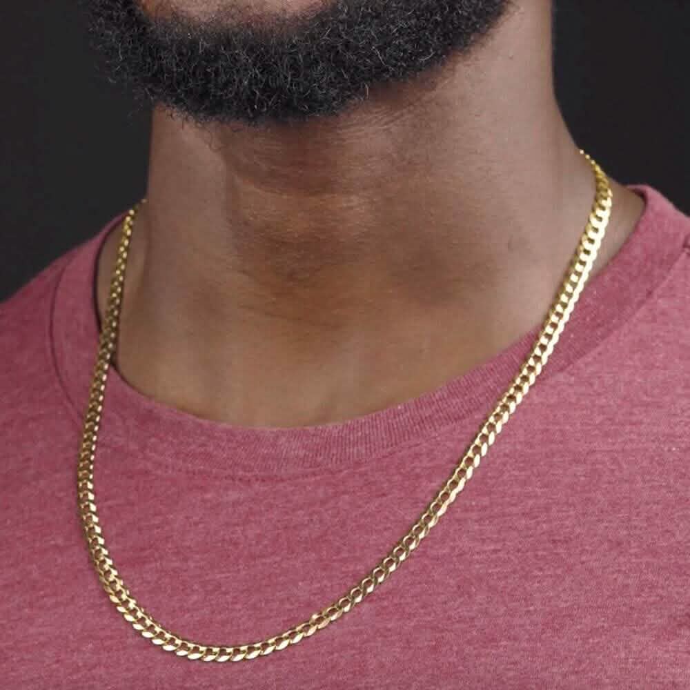 10k Yellow Gold 5MM Curb Chain Cuban Link Necklace 18"