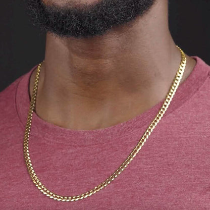 10k Yellow Gold 5MM Curb Chain Cuban Link Necklace 18"