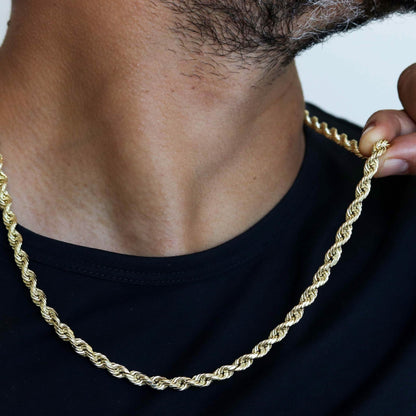10K Yellow Gold 6MM Diamond Cut Rope Chain Necklace