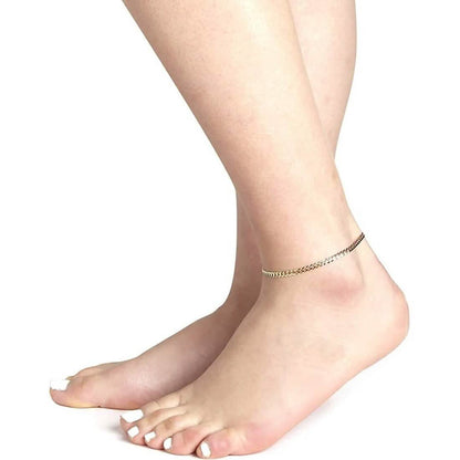 10K Yellow Gold Cuban Curb Chain Bracelet Anklet For Women – 2mm