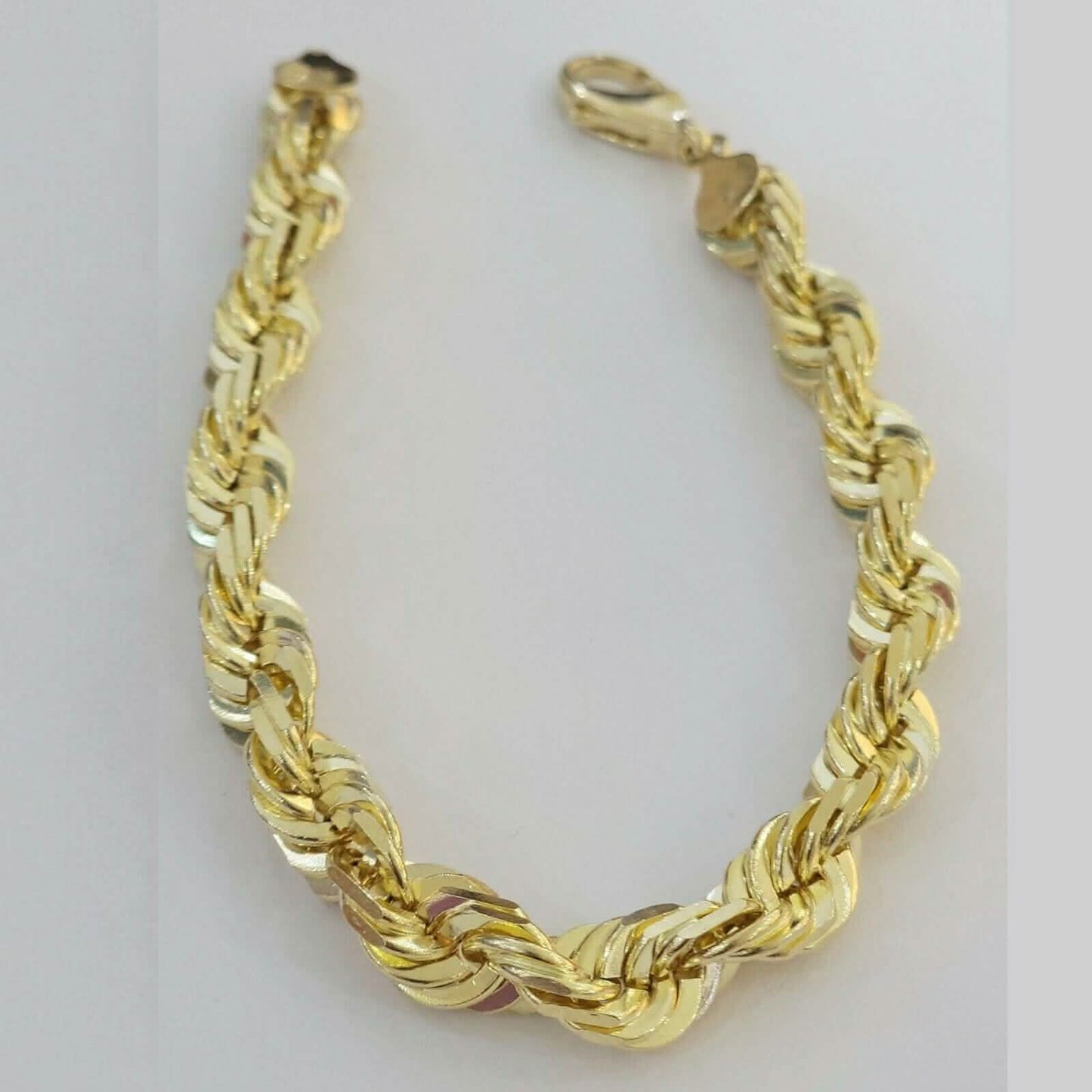 10k Yellow Gold Mens 6mm Diamond Cut Rope Genuine Italian Chain Link Bracelet 8"