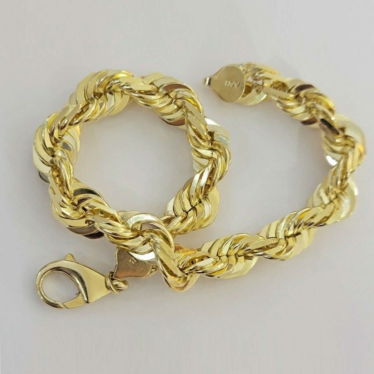 10k Yellow Gold Mens 6mm Diamond Cut Rope Genuine Italian Chain Link Bracelet 8"