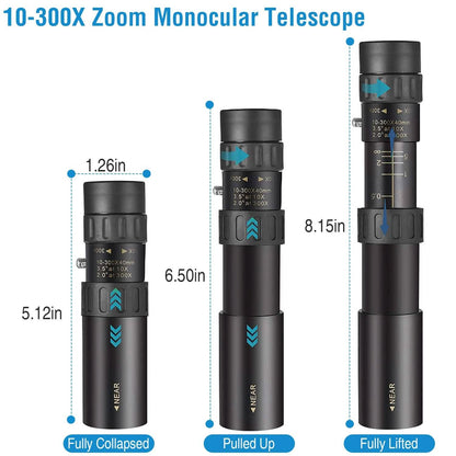 10X-300X Zoom Monocular Telescope High Definition Phone Telephoto Lens