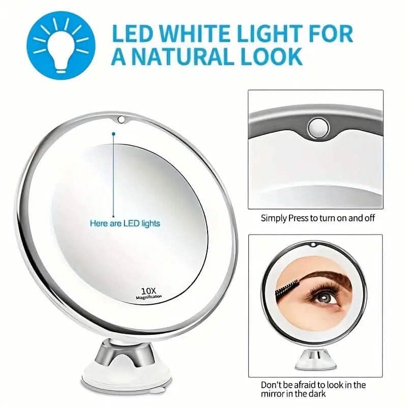 10X Magnifying LED Lighted Makeup Mirror