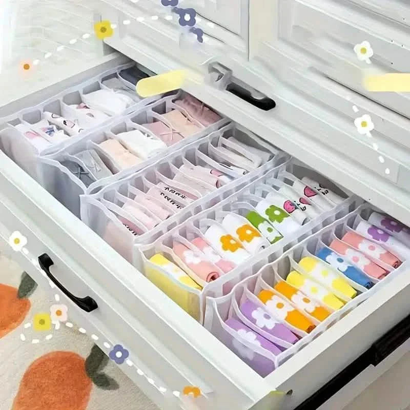11 Grid Sock Underwear Storage Box Mesh Closet Organizer