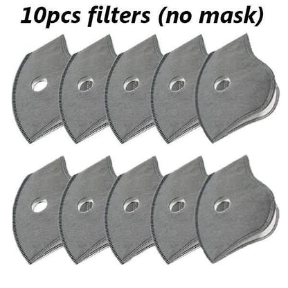 11-Piece Set: Breathable Bacteria-Proof Sport Face Mask with Activated Carbon PM 2.5
