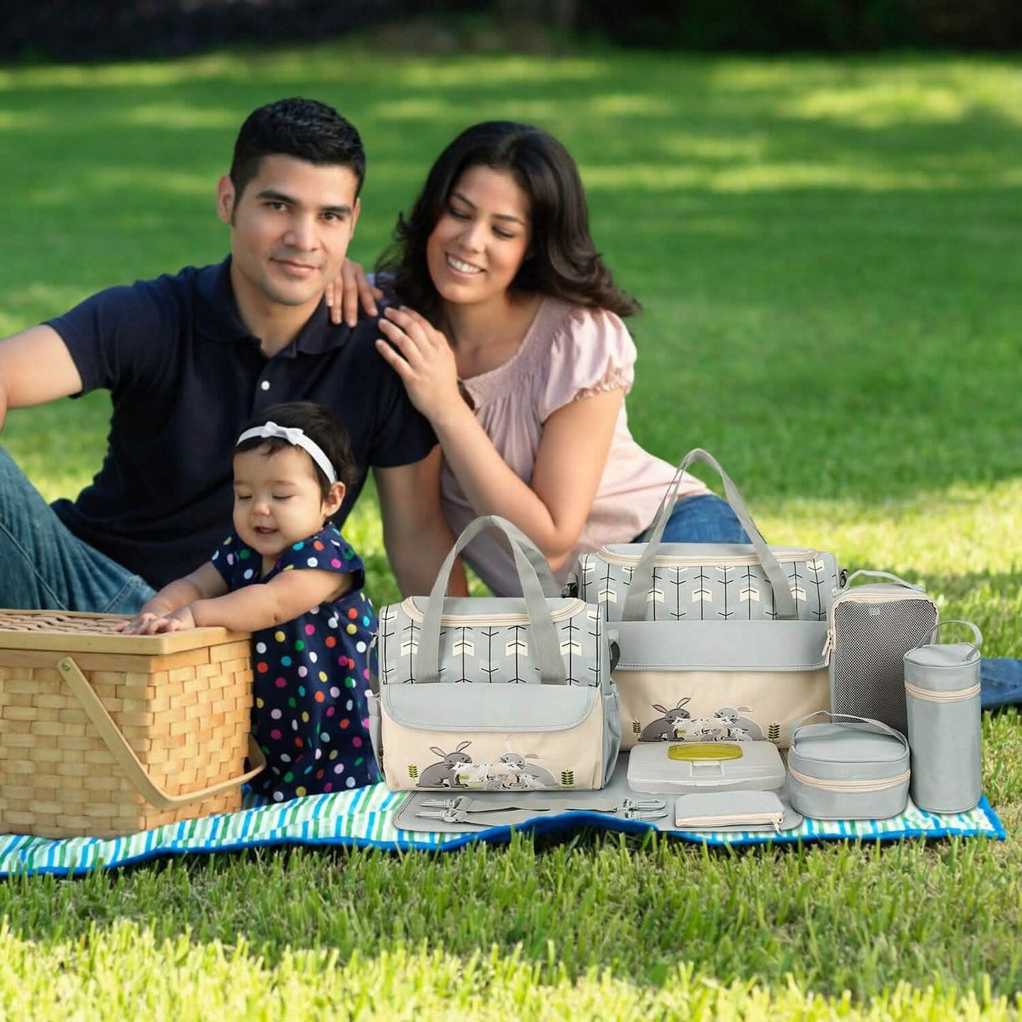11-Piece Set: Multifunctional Diaper Handbags with Food Bag