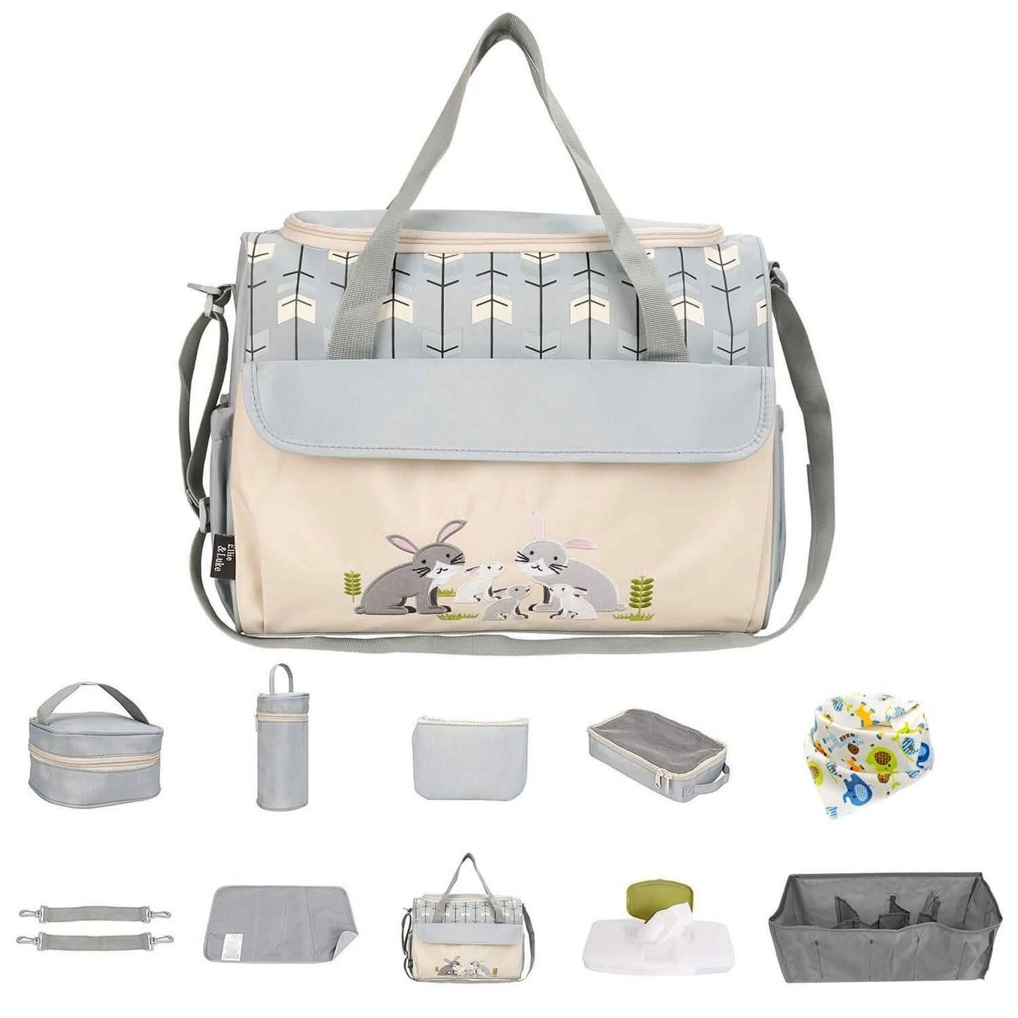 11-Piece Set: Multifunctional Diaper Handbags with Food Bag