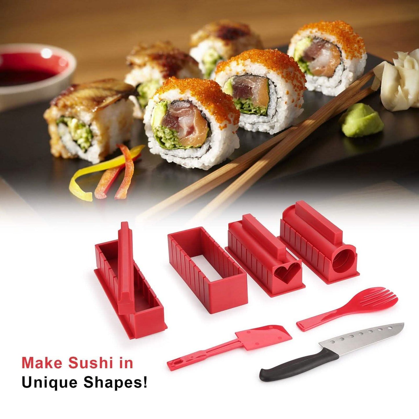 11-Piece: Sushi Making Kit Sushi Rolls with Premium Sushi Knife