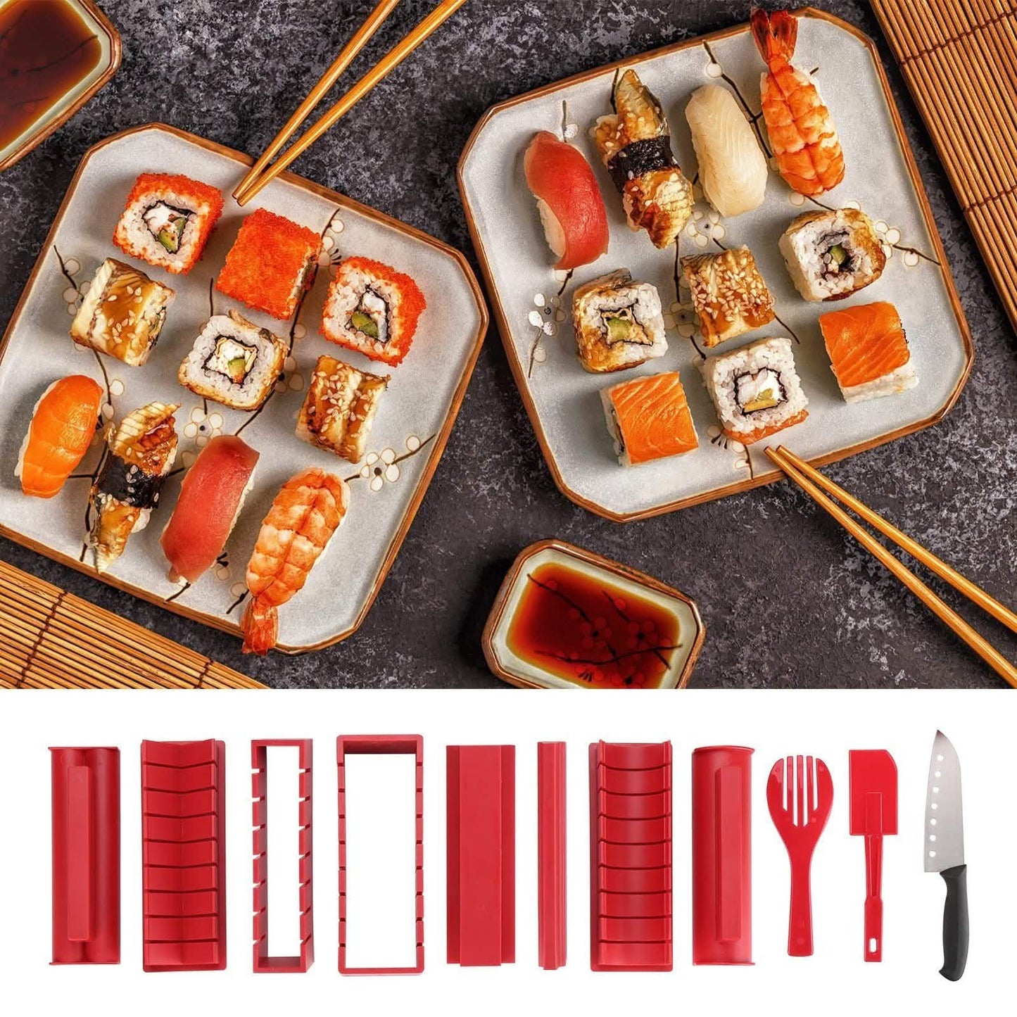 11-Piece: Sushi Making Kit Sushi Rolls with Premium Sushi Knife