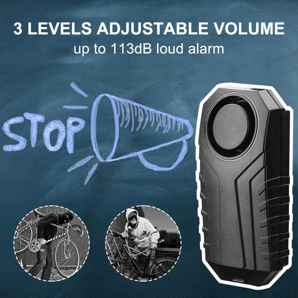 113dB Wireless Vibration Motion Sensor Waterproof Bike Alarm with Remote