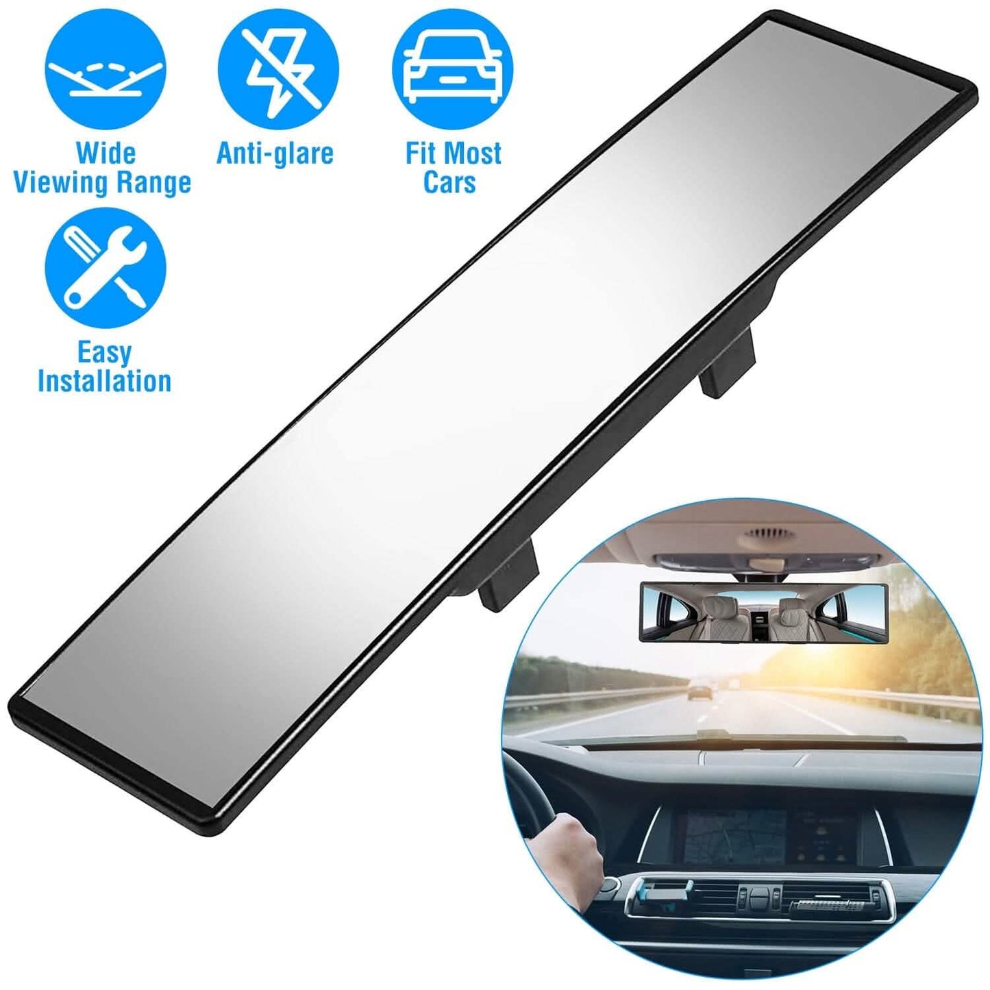 11.4-Inch Interior Clip-On Curve Car Rearview Mirror