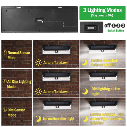118 LEDs Solar Wall Light Outdoor Motion Sensor Lamp