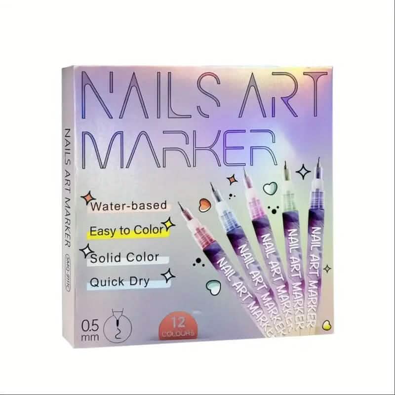 12-Color Nail Art Pen Set Quick Dry Acrylic Paint Markers