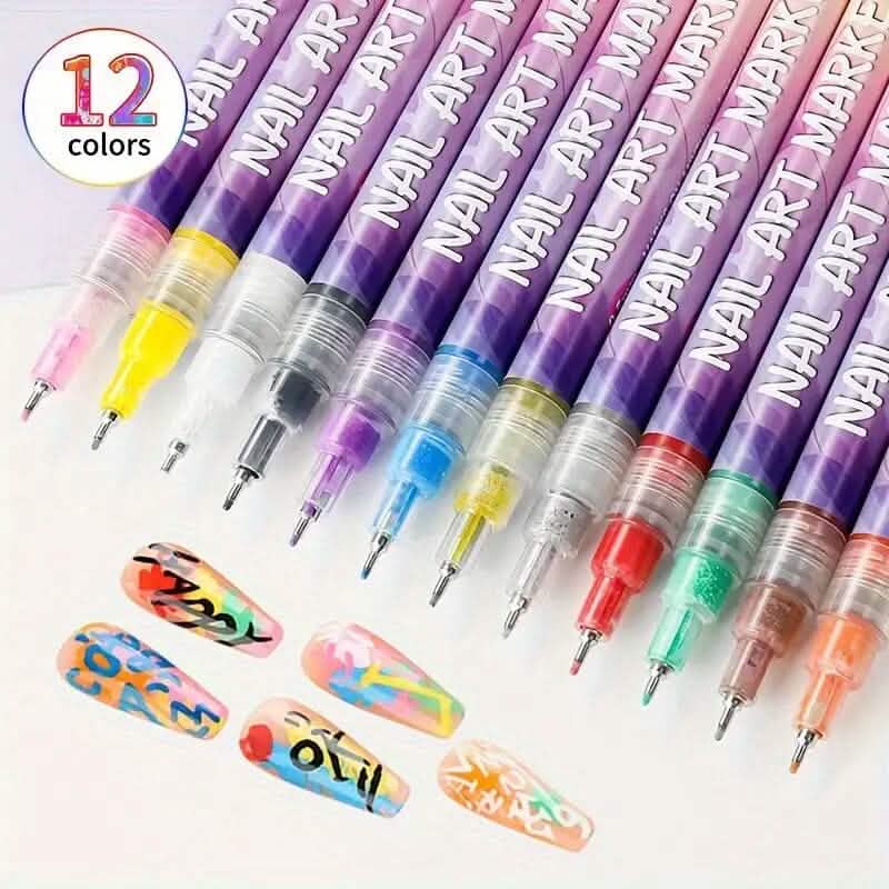 12-Color Nail Art Pen Set Quick Dry Acrylic Paint Markers