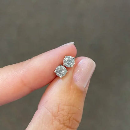 1/2 Ct TW Real Natural Round-Cut Diamond Solitaire 14K Gold Stud Earrings