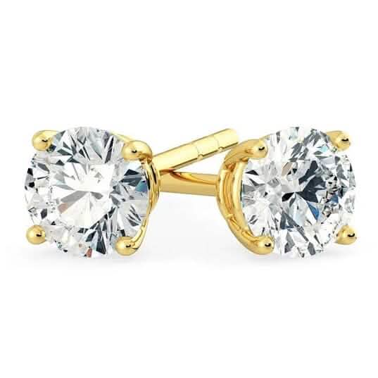 1/2 Ct TW Real Natural Round-Cut Diamond Solitaire 14K Gold Stud Earrings