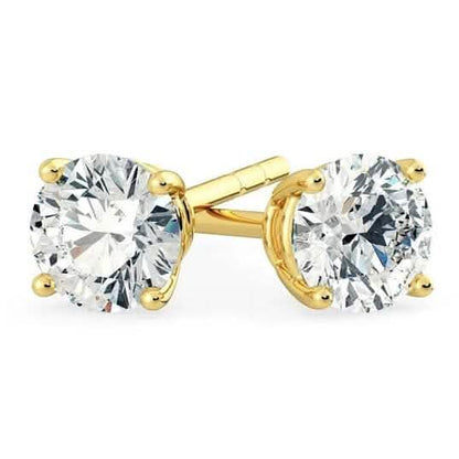 1/2 Ct TW Real Natural Round-Cut Diamond Solitaire 14K Gold Stud Earrings