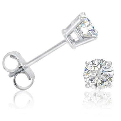 1/2 Ct TW Real Natural Round-Cut Diamond Solitaire 14K Gold Stud Earrings