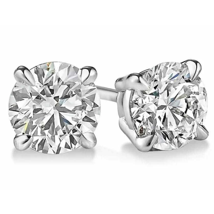 1/2 Ct TW Real Natural Round-Cut Diamond Solitaire 14K Gold Stud Earrings