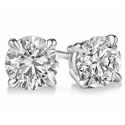 1/2 Ct TW Real Natural Round-Cut Diamond Solitaire 14K Gold Stud Earrings