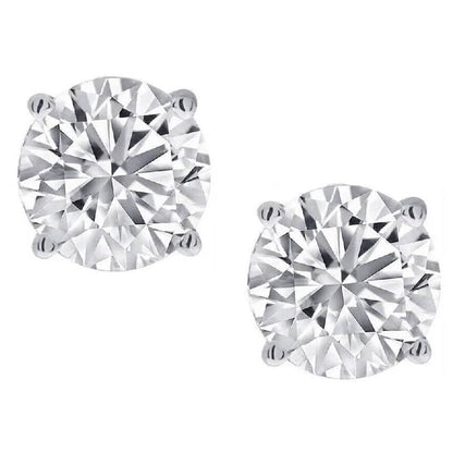 1/2 Ct TW Real Natural Round-Cut Diamond Solitaire 14K Gold Stud Earrings