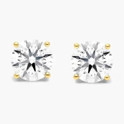 1/2 Ct TW Real Natural Round-Cut Diamond Solitaire 14K Gold Stud Earrings